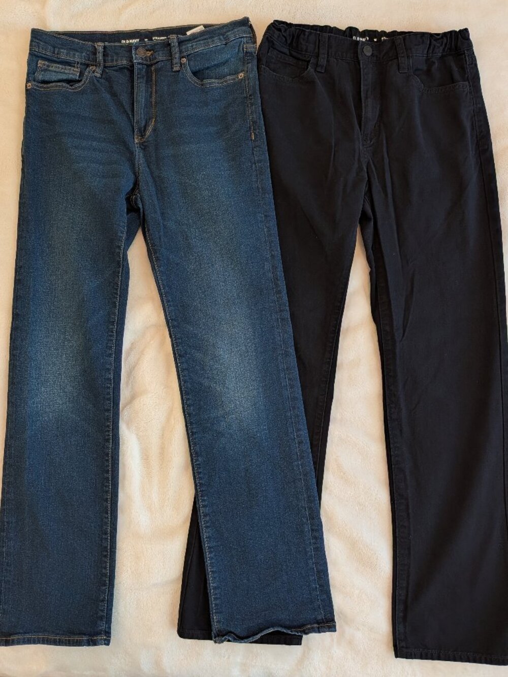 Old Navy Boys Straight Pants Lot of 2 (Jeans & Black Twill) Size 16 -Never Worn!
